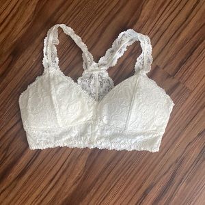 cream/white lace bralette